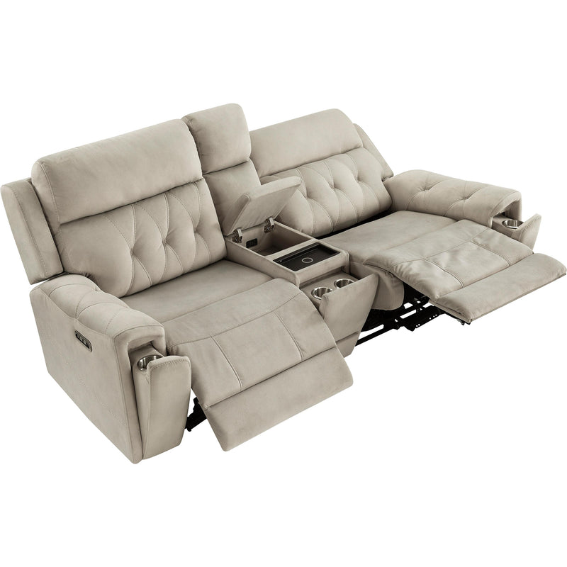  Homelegance Celeste Power Reclining Fabric Loveseat with Console 9670TP-2PWH IMAGE 4