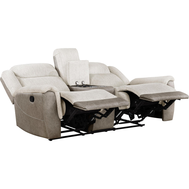  Homelegance Harriette Reclining Fabric Loveseat with Console 9703BE-2 IMAGE 3