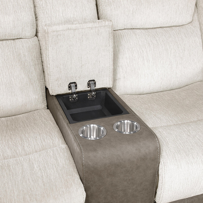  Homelegance Harriette Reclining Fabric Loveseat with Console 9703BE-2 IMAGE 5