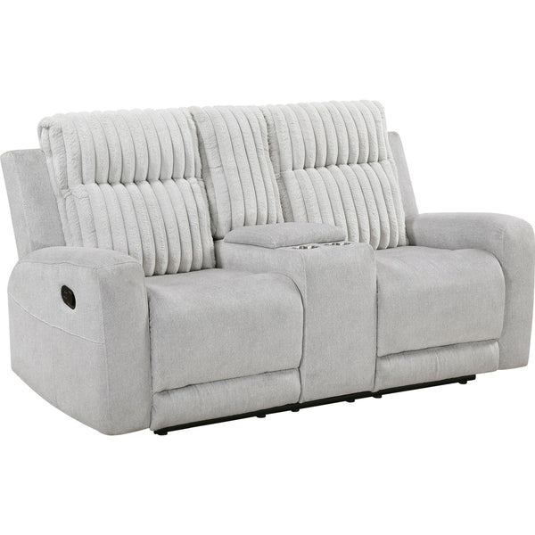  Homelegance Benton Reclining Fabric Loveseat with Console 9728LGY-2 IMAGE 1