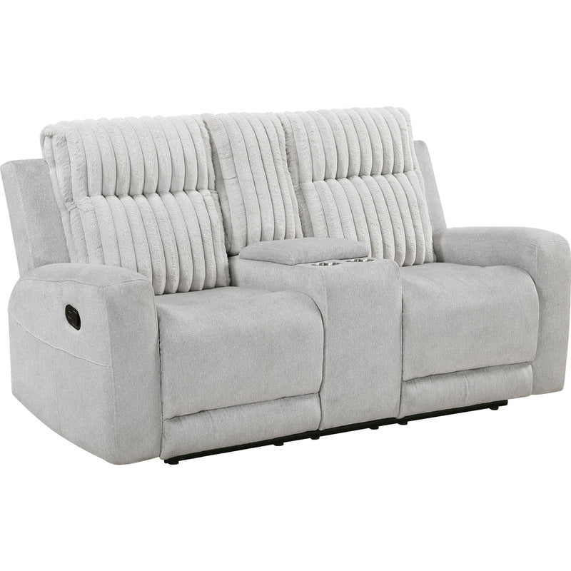  Homelegance Benton Reclining Fabric Loveseat with Console 9728LGY-2 IMAGE 1