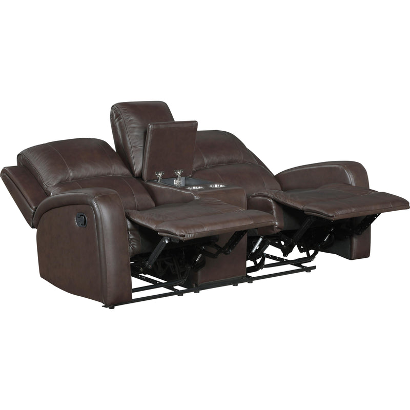  Homelegance Austin Reclining Leather Match Loveseat with Console 9735BRW-2 IMAGE 3