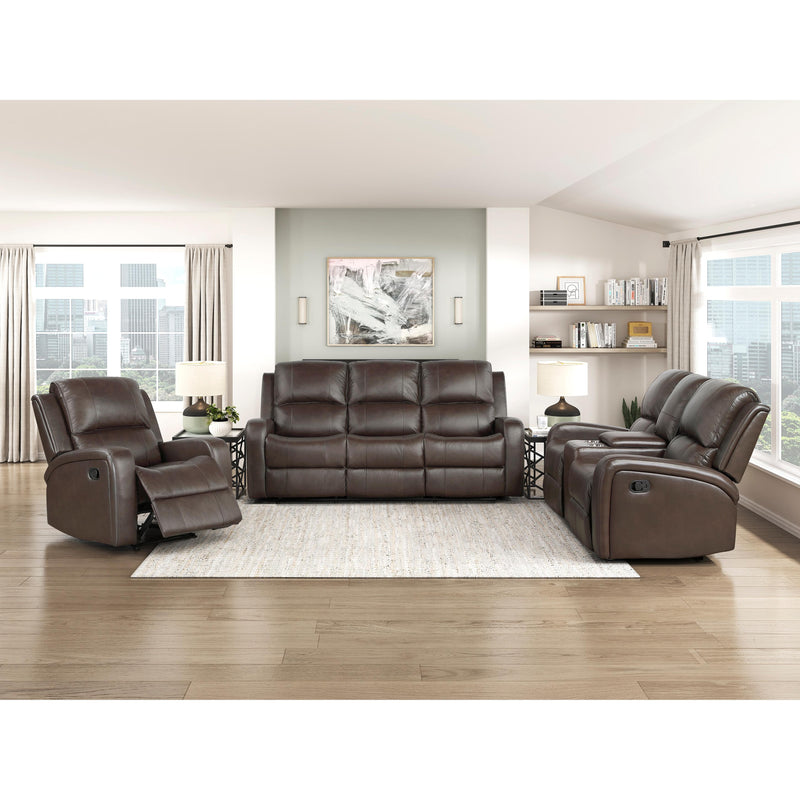  Homelegance Austin Reclining Leather Match Loveseat with Console 9735BRW-2 IMAGE 9