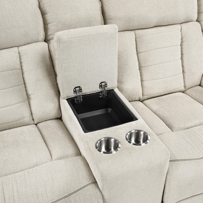  Homelegance Reclining Fabric Loveseat with Console 9901BE-2 IMAGE 5
