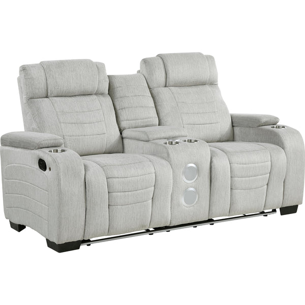  Homelegance Ronan Reclining Fabric Loveseat with Console 8455GRY-2 IMAGE 1