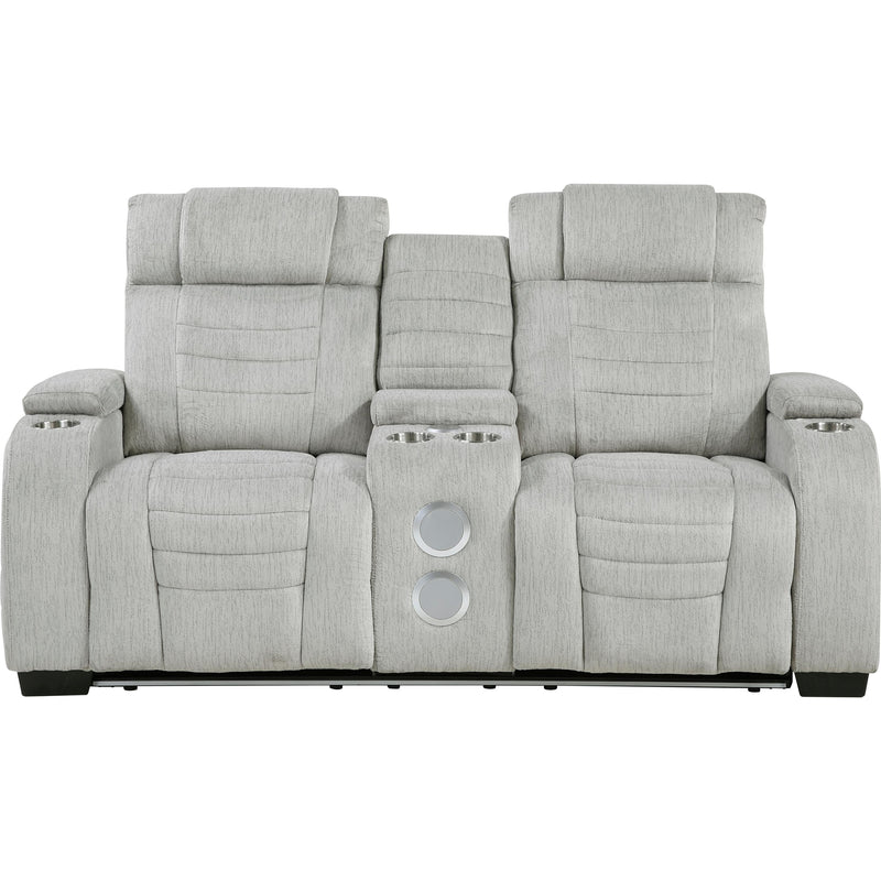  Homelegance Ronan Reclining Fabric Loveseat with Console 8455GRY-2 IMAGE 2