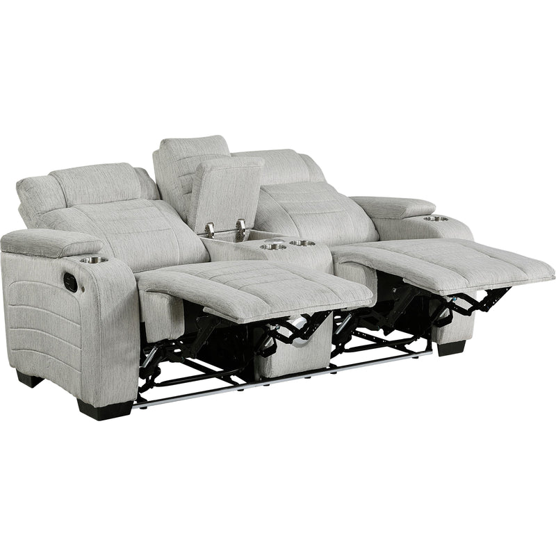  Homelegance Ronan Reclining Fabric Loveseat with Console 8455GRY-2 IMAGE 3