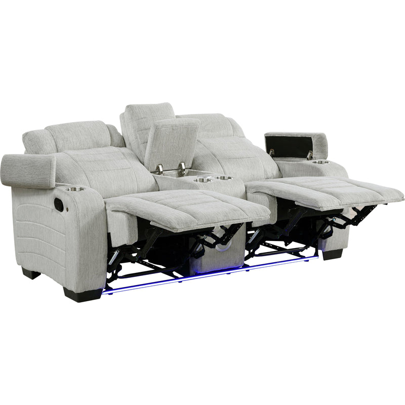  Homelegance Ronan Reclining Fabric Loveseat with Console 8455GRY-2 IMAGE 4