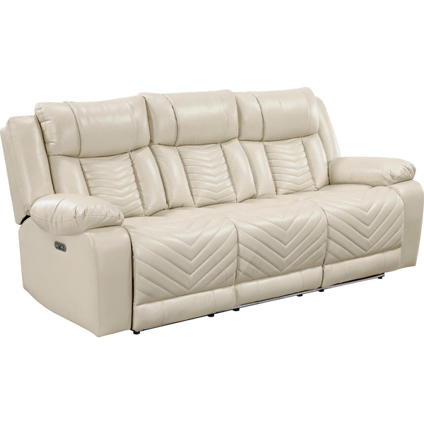  Homelegance Huron Power Reclining Polyurethane Sofa 8457BEG-3PW IMAGE 1