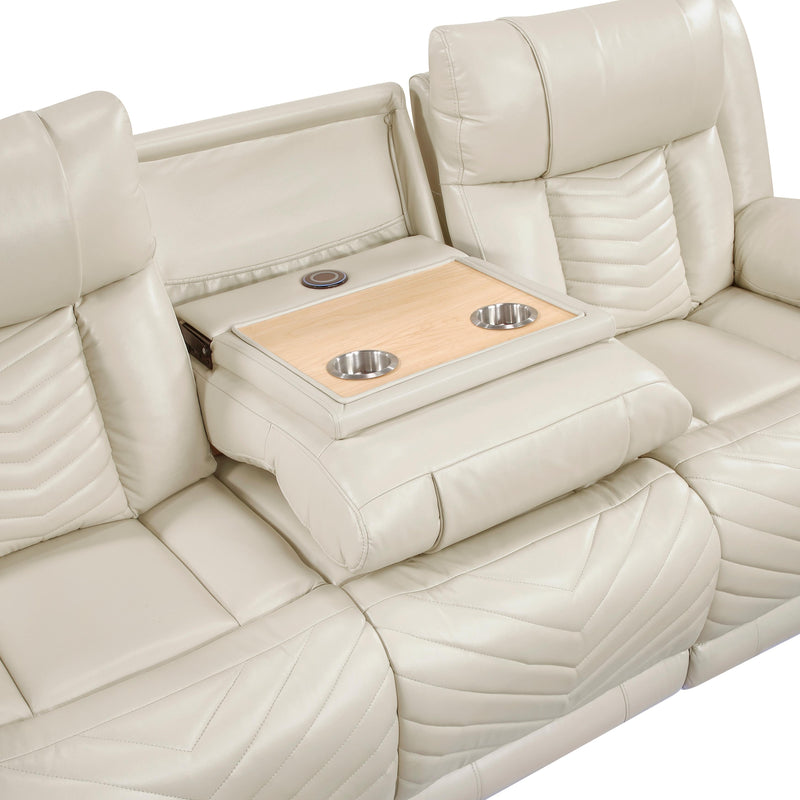  Homelegance Huron Power Reclining Polyurethane Sofa 8457BEG-3PW IMAGE 7