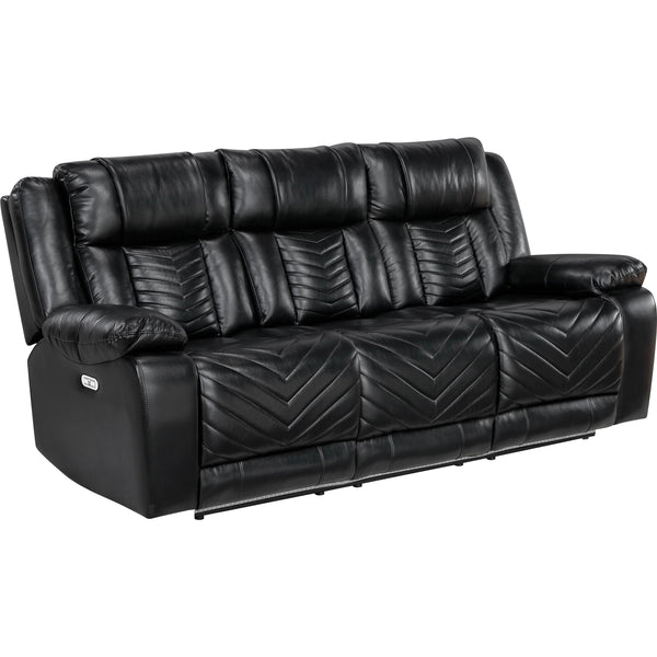  Homelegance Huron Reclining Polyurethane Sofa 8457BLK-3PW IMAGE 1