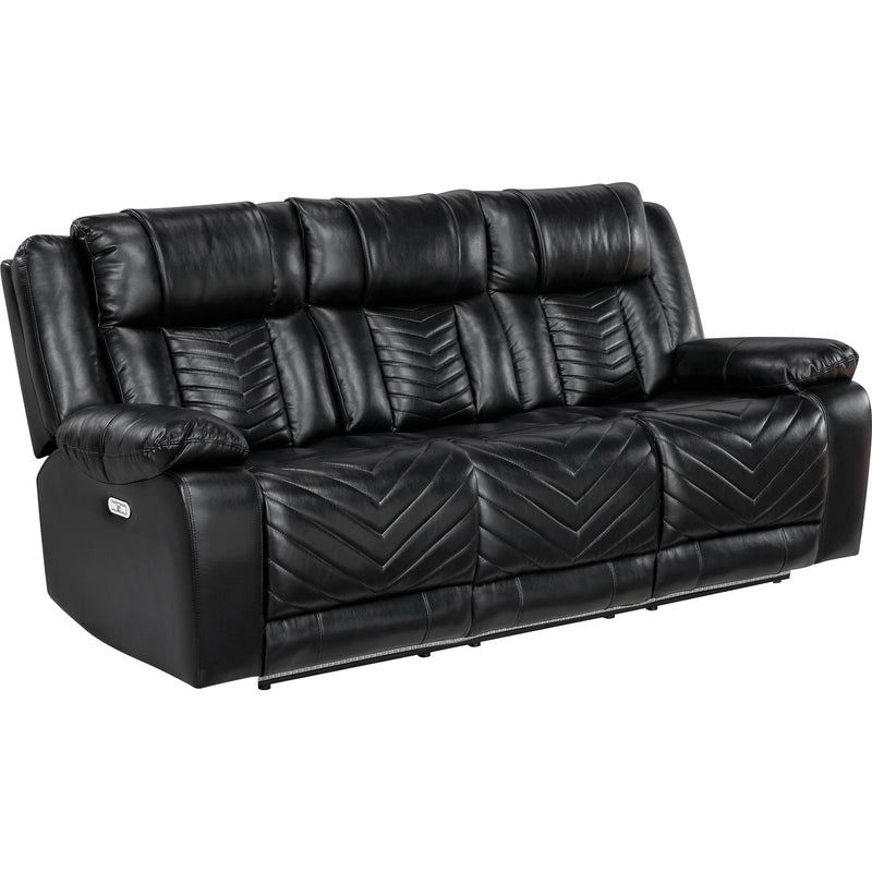  Homelegance Huron Reclining Polyurethane Sofa 8457BLK-3PW IMAGE 1
