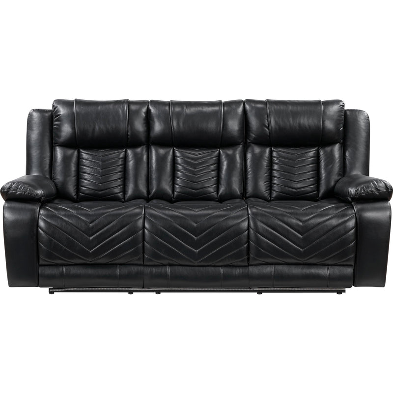  Homelegance Huron Reclining Polyurethane Sofa 8457BLK-3PW IMAGE 2