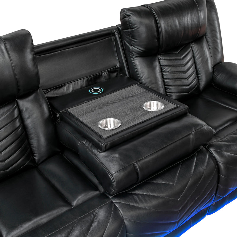  Homelegance Huron Reclining Polyurethane Sofa 8457BLK-3PW IMAGE 7