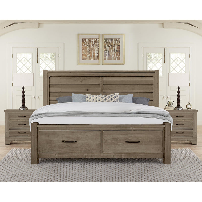  Artisan & Post Cool Rustic 172 Queen Plank Bed with Footboard Storage - Stone Grey IMAGE 2