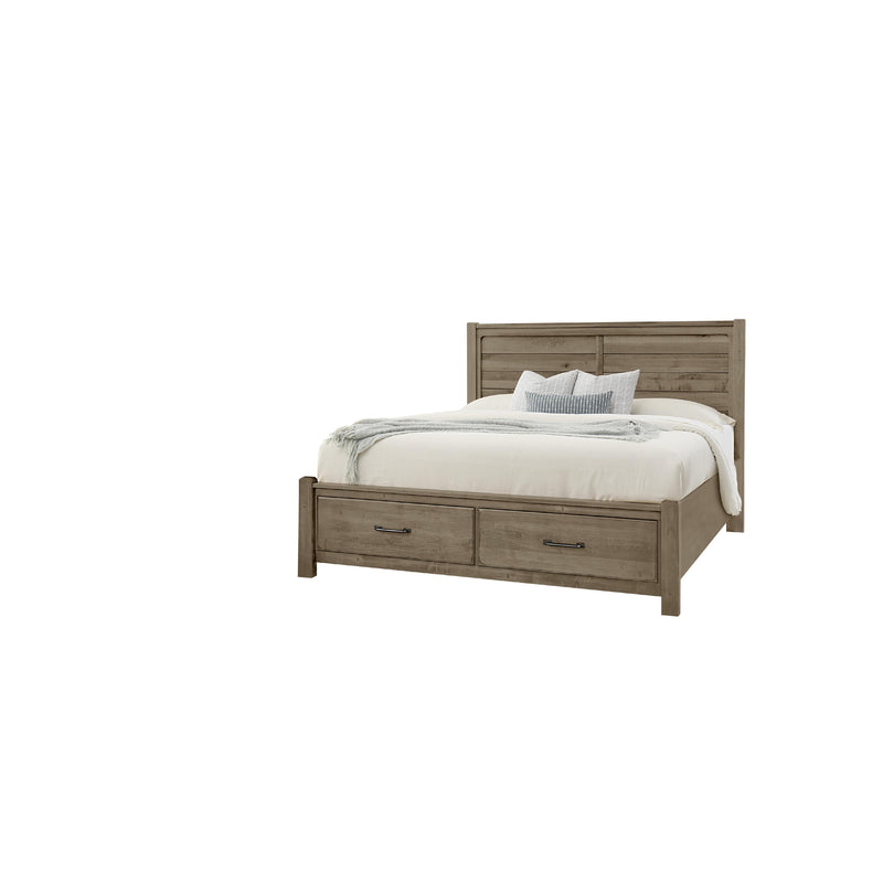  Artisan & Post Cool Rustic 172 King Plank Bed with Footboard Storage - Stone Grey IMAGE 1