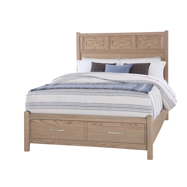  Vaughan-Bassett Tide & Timber 830 King Fretwork Bed with Storage Footboard - Clear Oak IMAGE 1
