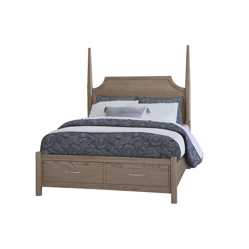  Vaughan-Bassett Tide & Timber 831 Queen Pencil Poster Bed with Footboard Storage - Grey Oak IMAGE 1