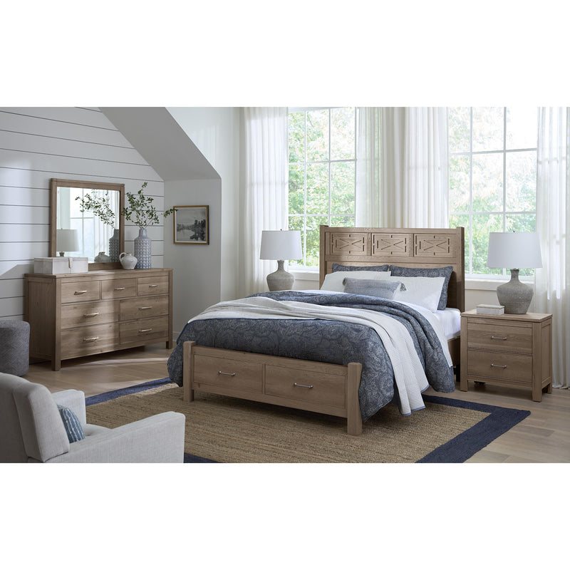  Vaughan-Bassett Tide & Timber 831 King Fretwork Bed with Storage Footboard - Grey Oak IMAGE 2