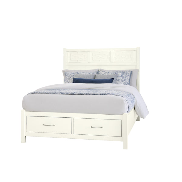  Vaughan-Bassett Tide & Timber 834 King Fretwork Bed with Storage Footboard - White Maple IMAGE 1
