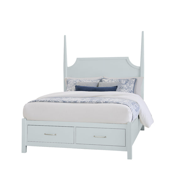  Vaughan-Bassett Tide & Timber 835 Queen Pencil Poster Bed with Footboard Storage - Blue Maple IMAGE 1