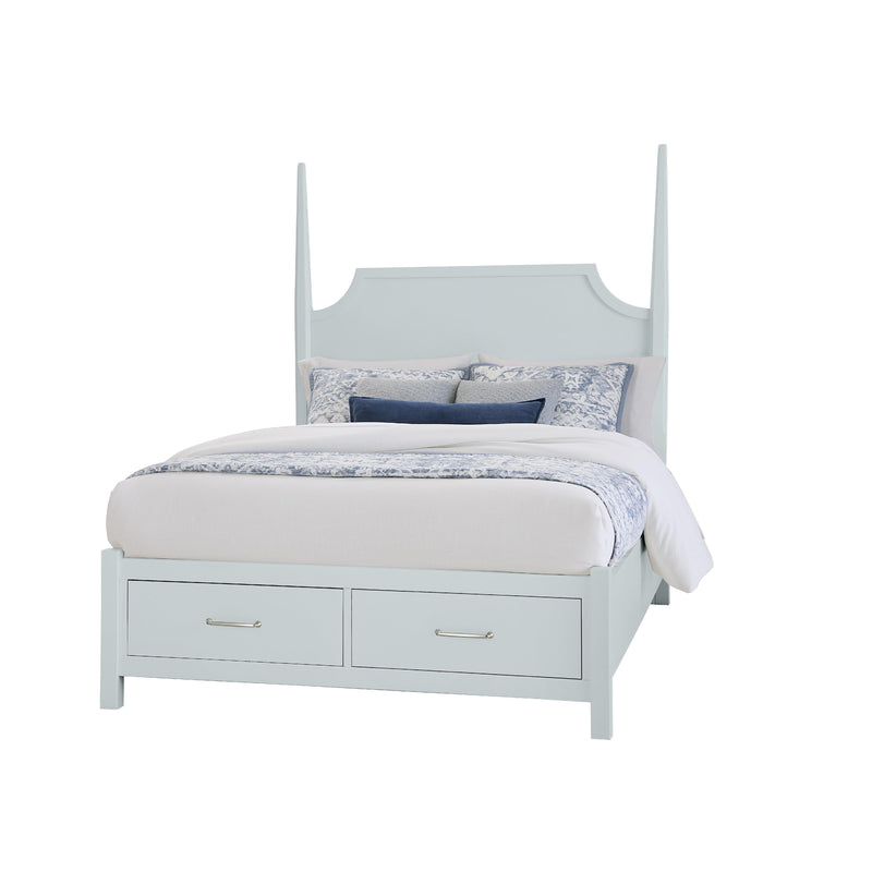  Vaughan-Bassett Tide & Timber 835 Queen Pencil Poster Bed with Footboard Storage - Blue Maple IMAGE 1