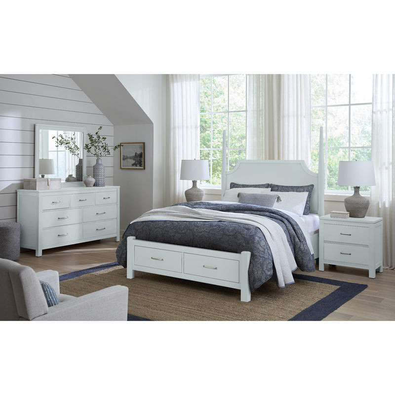  Vaughan-Bassett Tide & Timber 835 Queen Pencil Poster Bed with Footboard Storage - Blue Maple IMAGE 4