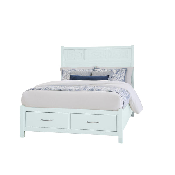  Vaughan-Bassett Tide & Timber 835 King Fretwork Bed with Storage Footboard - Blue Maple IMAGE 1