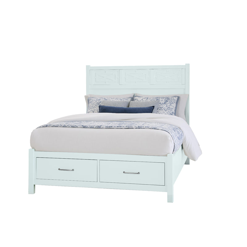  Vaughan-Bassett Tide & Timber 835 King Fretwork Bed with Storage Footboard - Blue Maple IMAGE 1