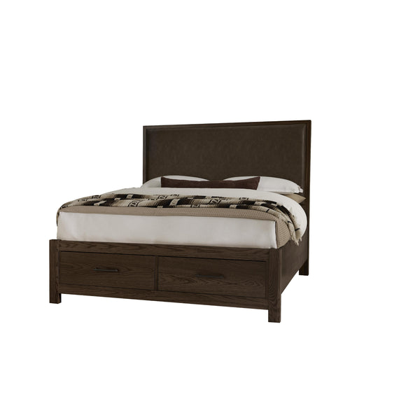  Vaughan-Bassett Lodge & Loft 840 Queen Sedona Brown Upholstered Storage Bed - Dark Oak IMAGE 1
