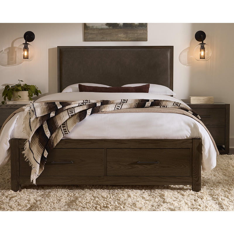  Vaughan-Bassett Lodge & Loft 840 Queen Sedona Brown Upholstered Storage Bed - Dark Oak IMAGE 3