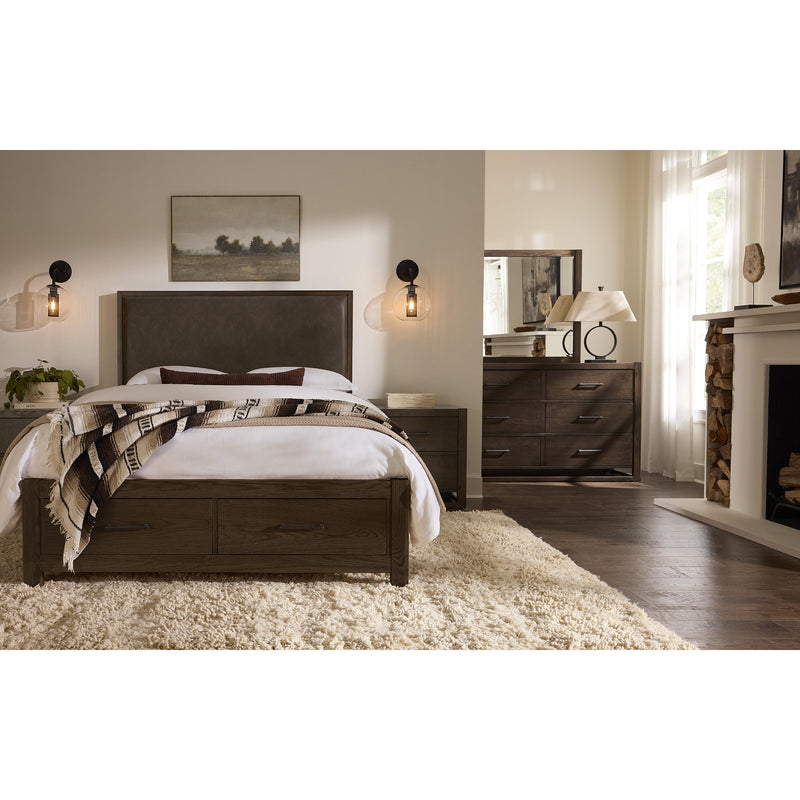  Vaughan-Bassett Lodge & Loft 840 Queen Sedona Brown Upholstered Storage Bed - Dark Oak IMAGE 4