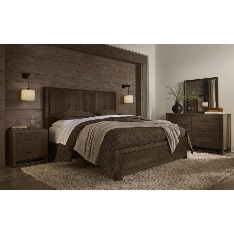  Vaughan-Bassett Lodge & Loft 840 Queen Radius Poster Bed with Footboard Storage - Dark Oak IMAGE 3