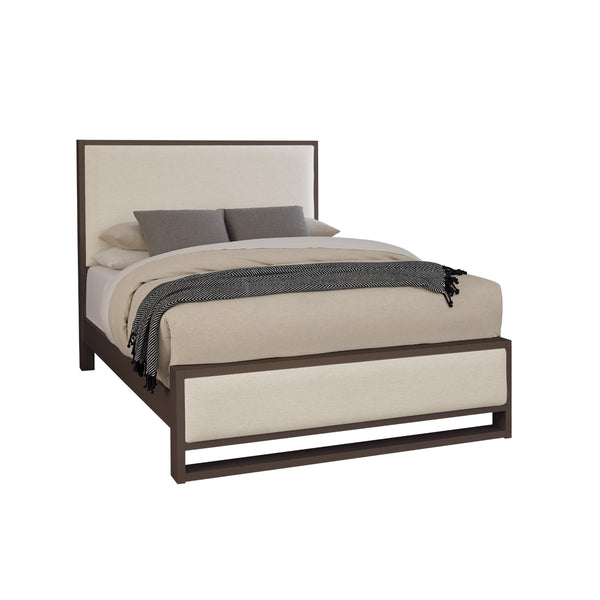  Vaughan-Bassett Lodge & Loft 840 King Ivory Cream Upholstered Bed - Dark Oak IMAGE 1