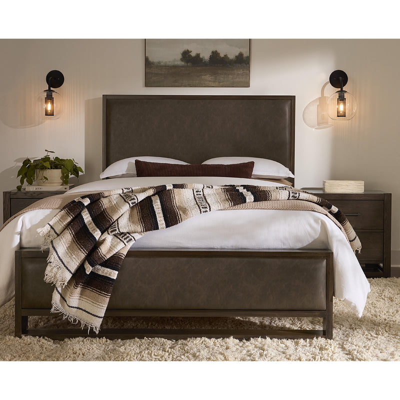  Vaughan-Bassett Lodge & Loft 840 King Sedona Brown Upholstered Bed - Dark Oak IMAGE 3