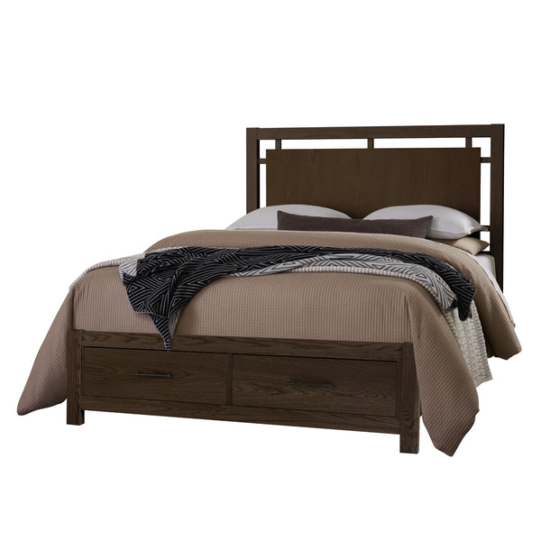  Vaughan-Bassett Lodge & Loft 840 King Floating Panel Bed with Footboard Storage - Dark Oak IMAGE 1