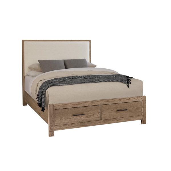  Vaughan-Bassett Lodge & Loft 842 King Ivory Cream Upholstered Storage Bed - Blond Oak IMAGE 1