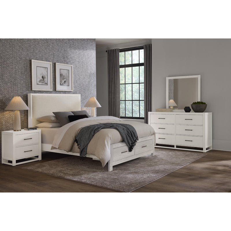  Vaughan-Bassett Lodge & Loft 844 Queen Ivory Cream Upholstered Storage Bed - Soft White IMAGE 6