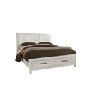  Vaughan-Bassett Lodge & Loft 844 Queen Radius Poster Bed with Footboard Storage - Soft White IMAGE 1