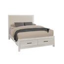  Vaughan-Bassett Lodge & Loft 844 King Ivory Cream Upholstered Storage Bed - Soft White IMAGE 1