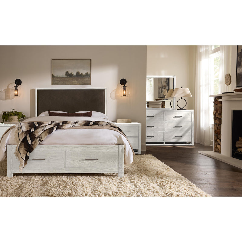  Vaughan-Bassett Lodge & Loft 844 King Sedona Brown Upholstered Storage Bed - Soft White IMAGE 5