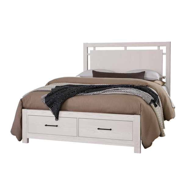  Vaughan-Bassett Lodge & Loft 844 King Floating Panel Bed with Footboard Storage - Soft White IMAGE 1