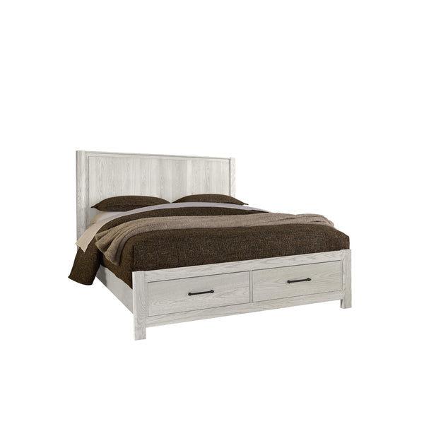  Vaughan-Bassett Lodge & Loft 844 King Radius Poster Bed with Footboard Storage - Soft White IMAGE 1