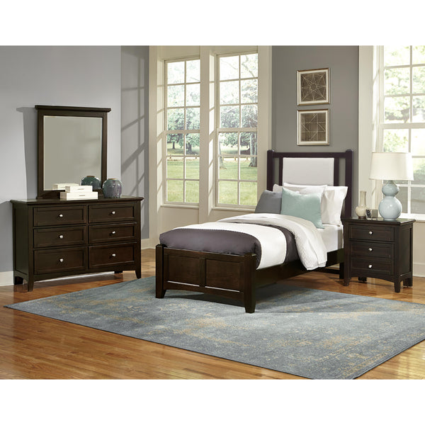  Vaughan-Bassett Bonanza BB27 Twin Grey Upholstered Bed - Merlot IMAGE 1