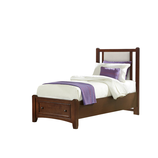  Vaughan-Bassett Bonanza BB28 Twin Linen Upholstered Storage Bed - Cherry IMAGE 1