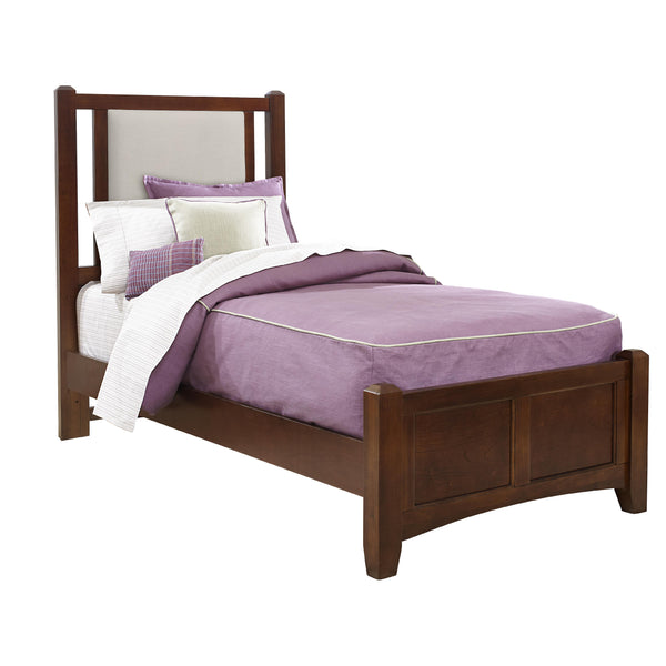  Vaughan-Bassett Bonanza BB28 Twin Linen Upholstered Bed - Cherry IMAGE 1