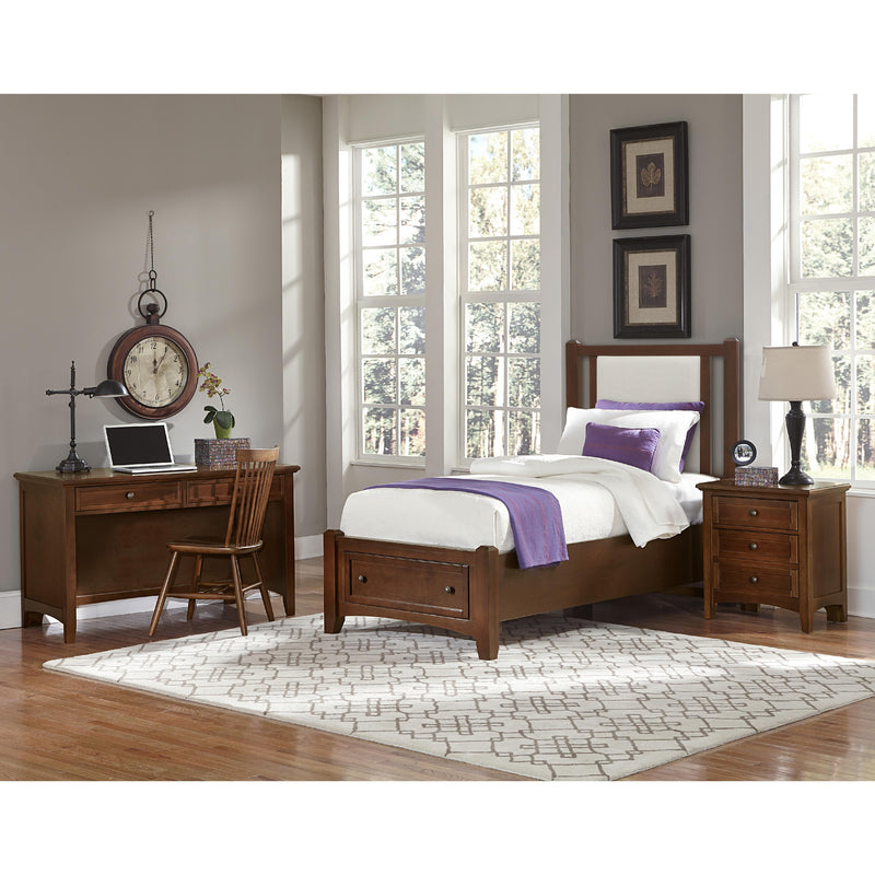  Vaughan-Bassett Bonanza BB28 Twin Grey Upholstered Storage Bed - Cherry IMAGE 2