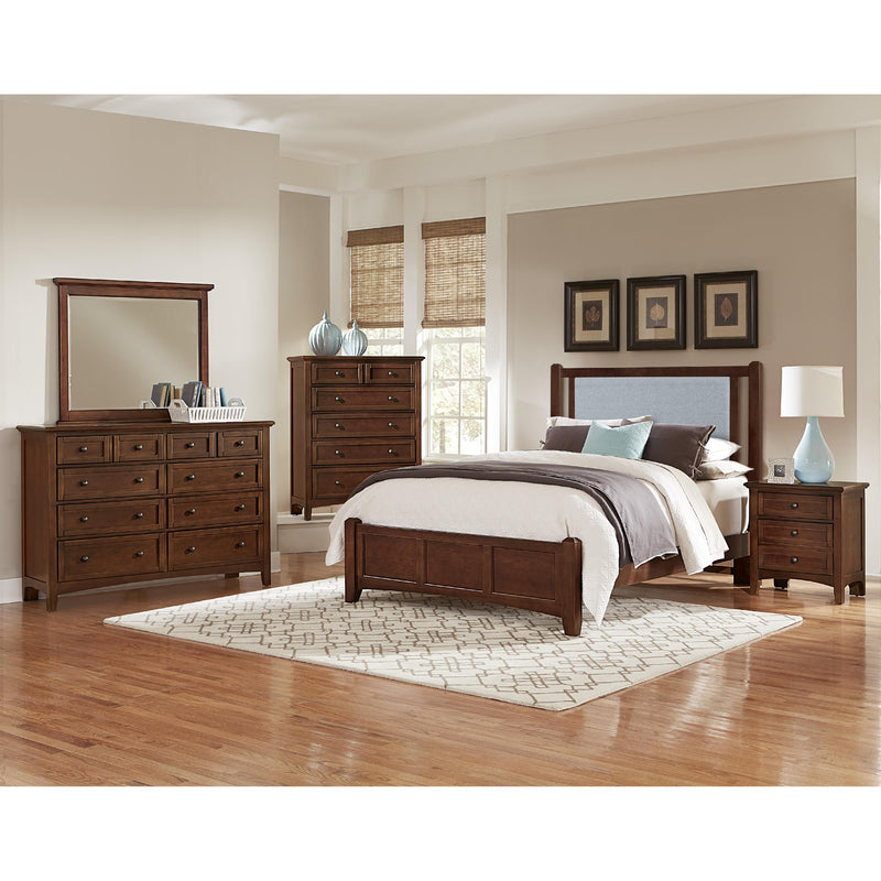  Vaughan-Bassett Bonanza BB28 Full Blue Upholstered Bed - Cherry IMAGE 3