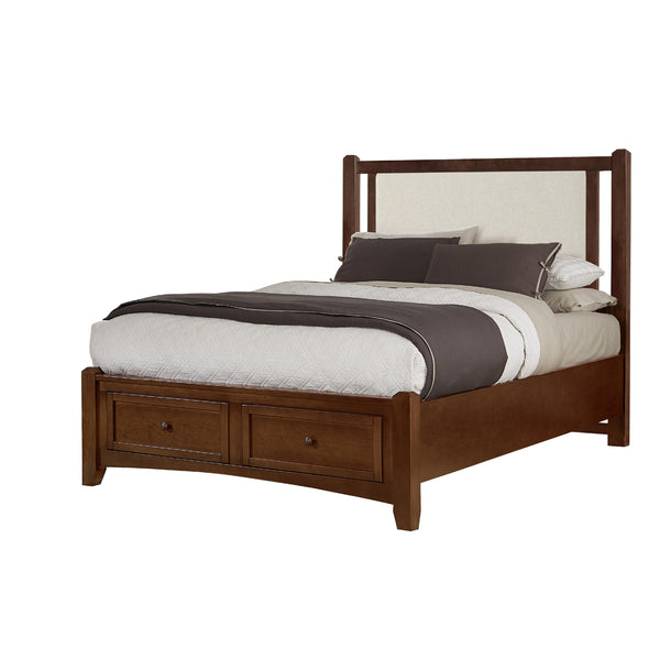  Vaughan-Bassett Bonanza BB28 Queen Linen Upholstered Storage Bed - Cherry IMAGE 1