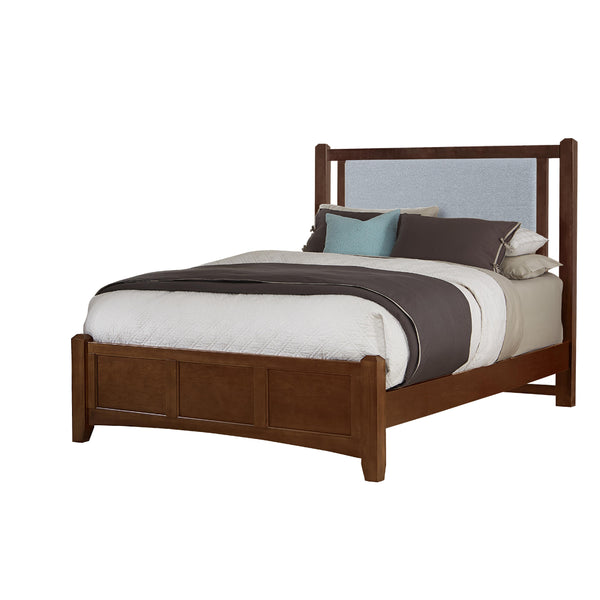  Vaughan-Bassett Bonanza BB28 Queen Blue Upholstered Bed - Cherry IMAGE 1